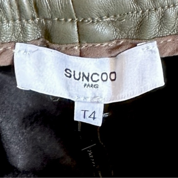 Suncoo Paris Pantalon Jimbo T4 XL Faux Leather Wide Leg Cropped Pants NWT Green - Picture 7 of 10